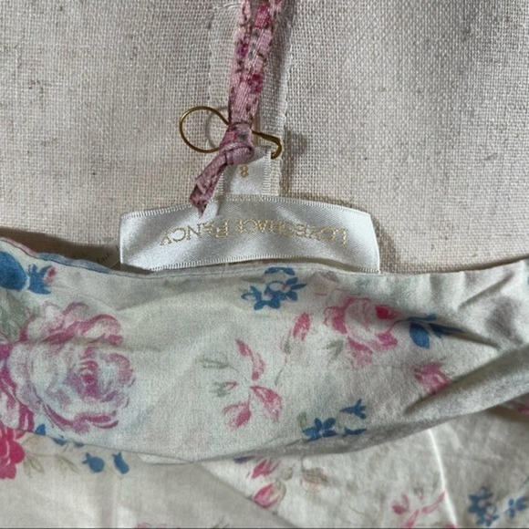 LoveShackFancy Carmine Midi Dress NWT Size 8 | Pastel Lemon Blueberry Floral - Picture 11 of 12